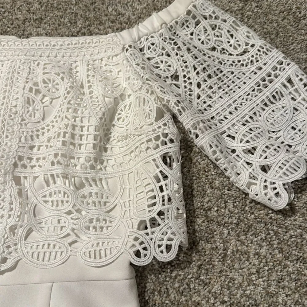 Antonio Melani Wide Leg Lace Jumpsuit | Size 2 | White